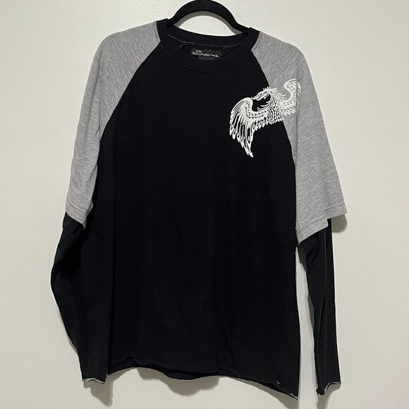 No Boundaries Mens Layered Y2K T Shirt Size XL Black Grunge Skater Streetwear - Picture 1 of 7
